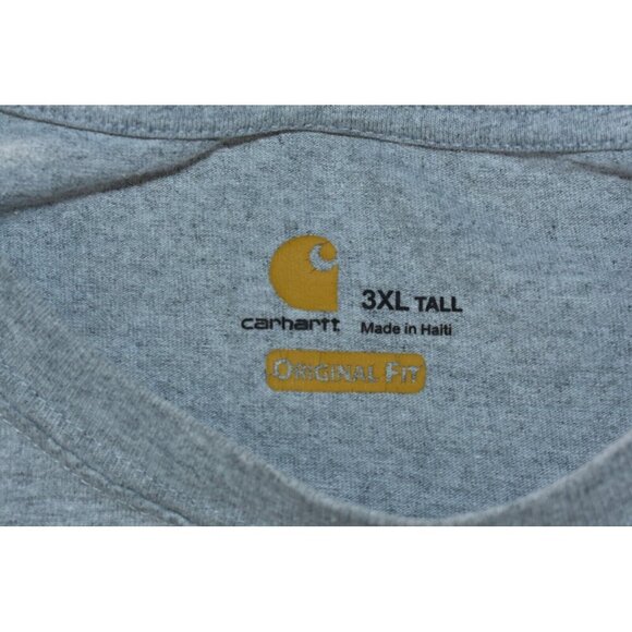 Carhartt Emea Mens T-Shirt Size 3XL Tall Original Fit Gray Core Logo Long Sleeve - Picture 8 of 12